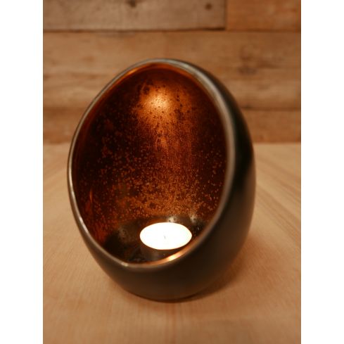 Waxinelichthouder Pim Egg  zwart/brons M