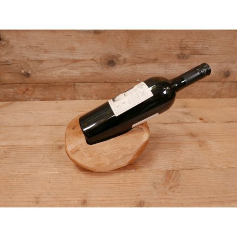 Teak wijnfles houder bruin naturel 20 cm